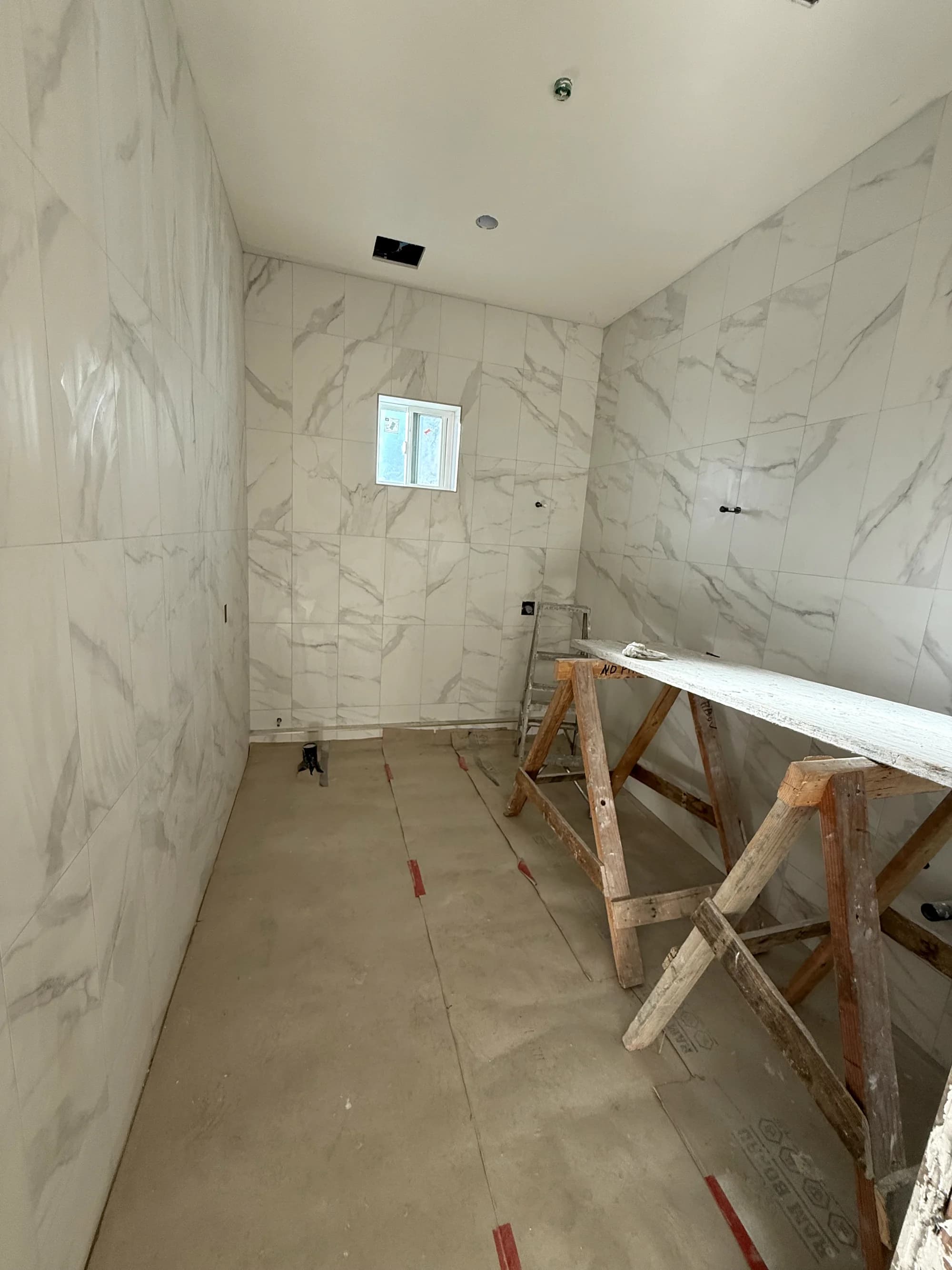 Marble bathroom before fixtures