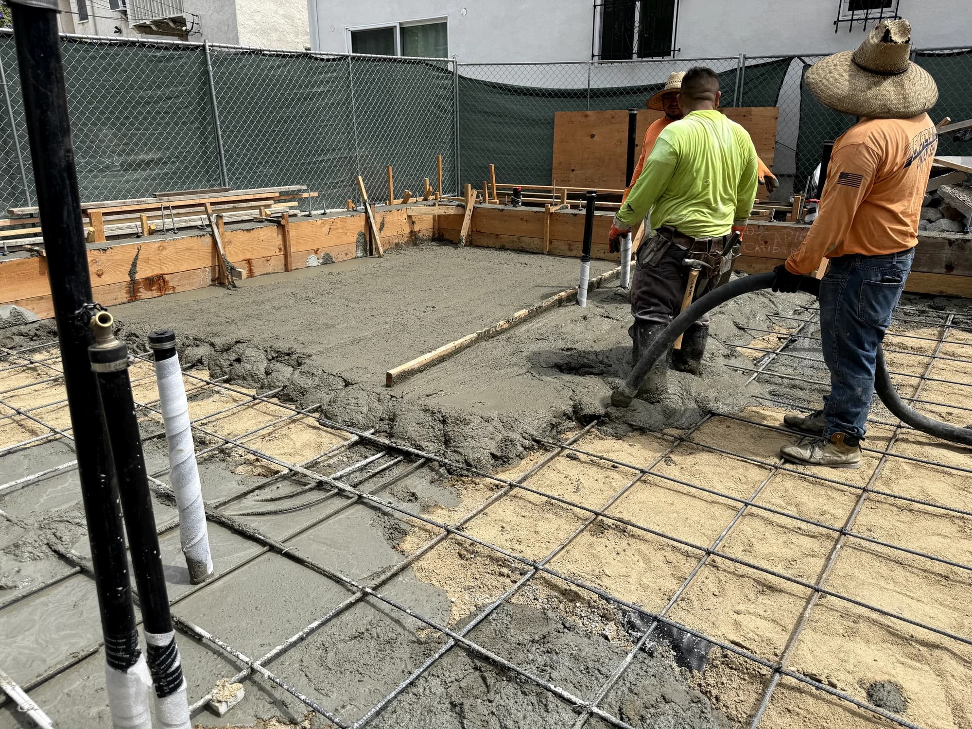 Placing and screeding concrete